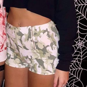 Zip Up Camo Shorts